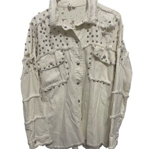 Studded White Women's Top